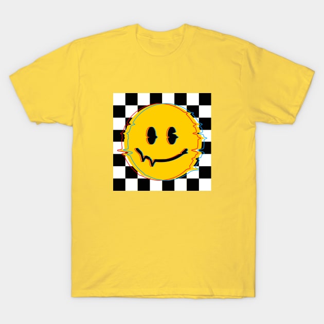 70s Vintage Smiley Glitch T-Shirt by machmigo